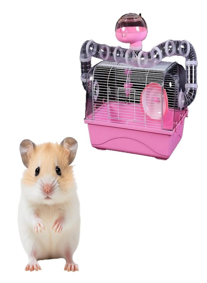 Western Era Hamster Cage with Mansion 1 Floor - Wired Top for Easy Viewing, Built-in Handle for Portability, Fully Ventilated, Safe & Secure Transport of Gerbils, Small Pets, Food Tray & Water Bottle - Image 1